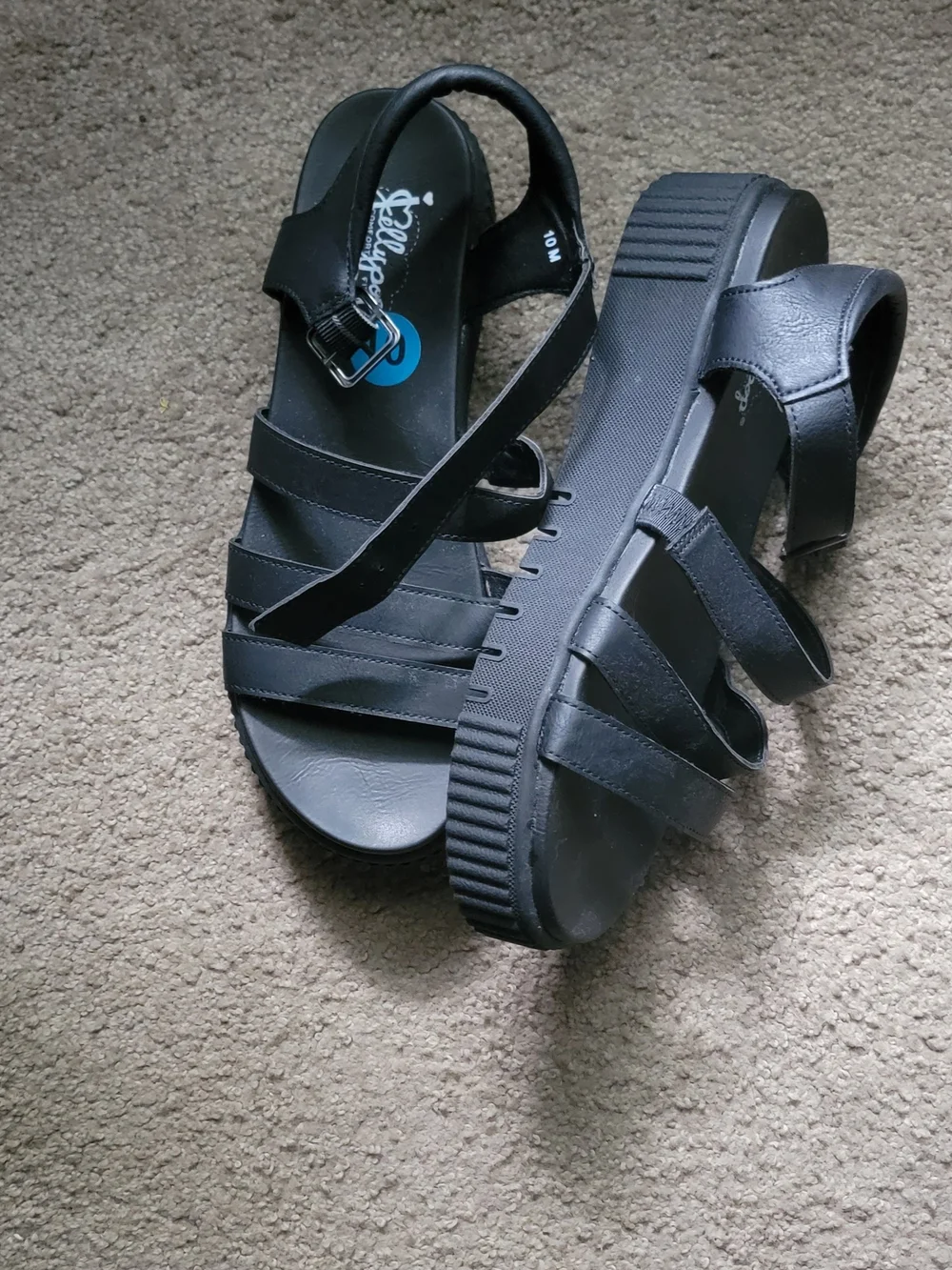 Black Chunky Strap Sandals